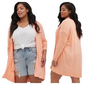 Torrid NWT Drop Shoulder Drape Cardigan - Super Soft Peach Size 2X Stretchy